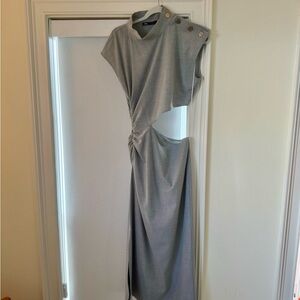 Zara Gray Ruched Cut Out Sheath Dress
